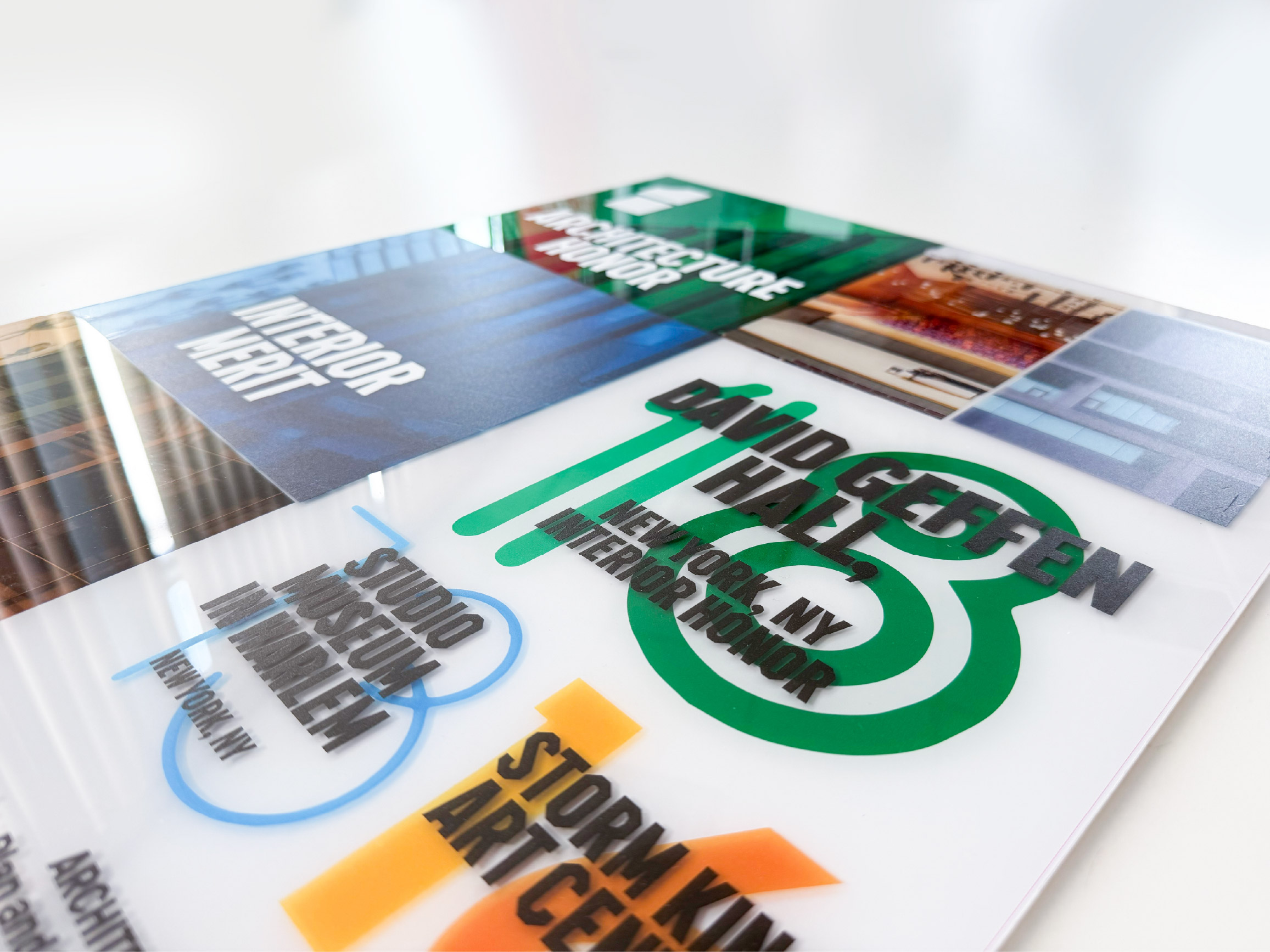 3mm Polycarbonate first surface and second surface printed double sided with white ink acrylic.